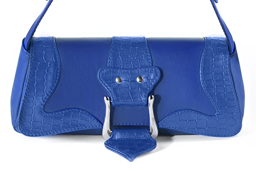 Dress small handbag in electric blue leather - Profile view